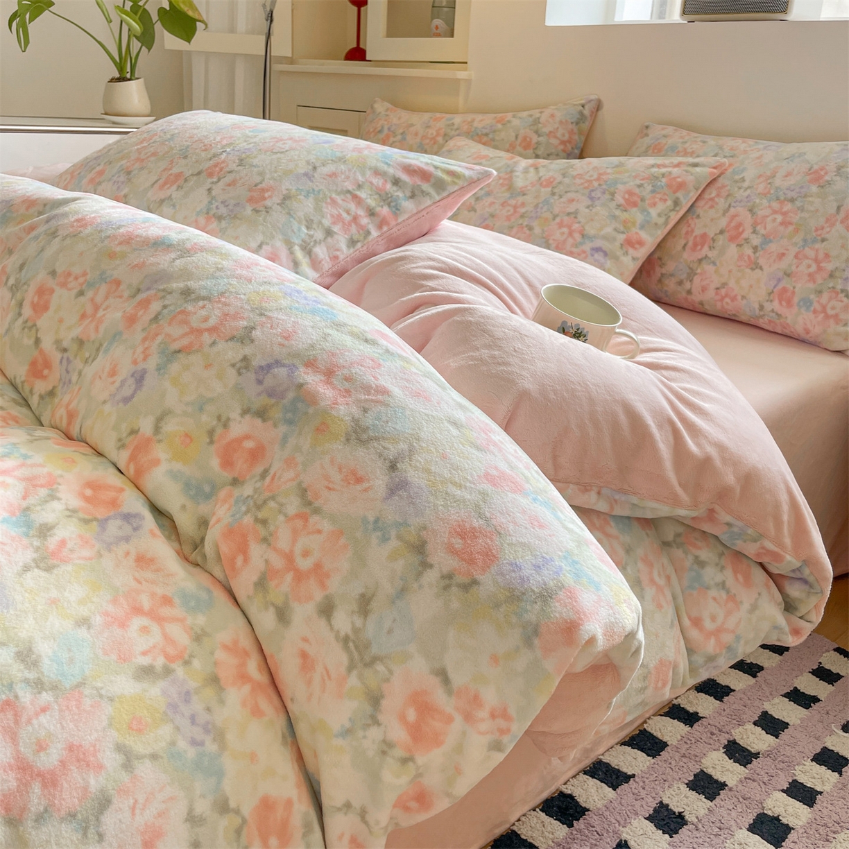 91家纺网 家纺一手货源 找家纺 （总）如约 2025新款印花牛奶绒四件套