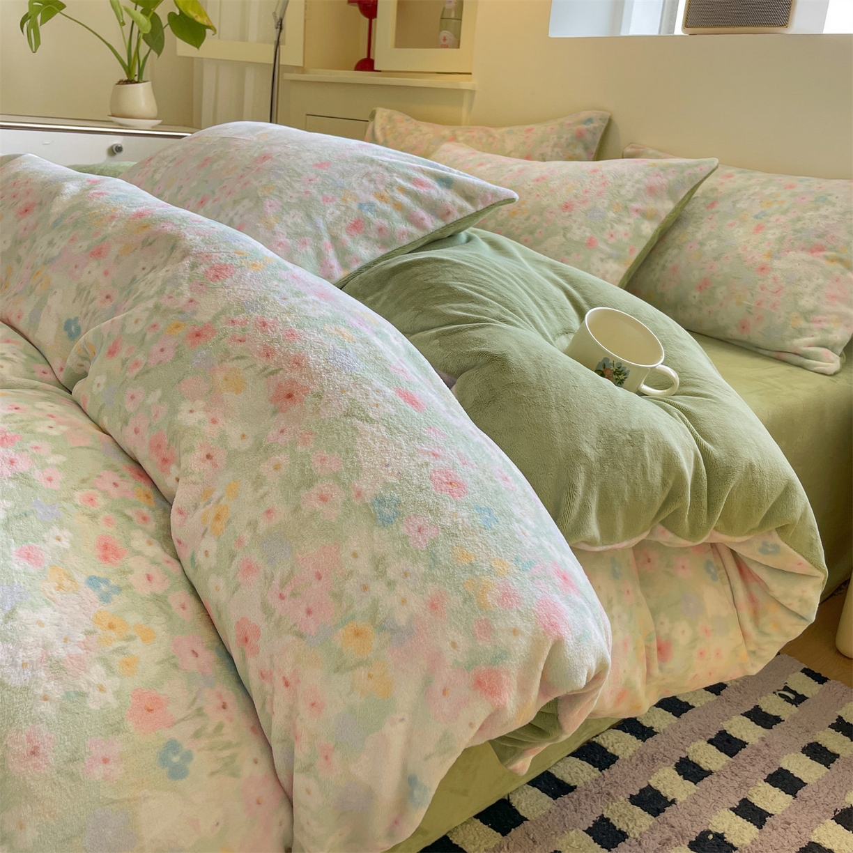 91家纺网 家纺一手货源 找家纺 （总）如约 2025新款印花牛奶绒四件套