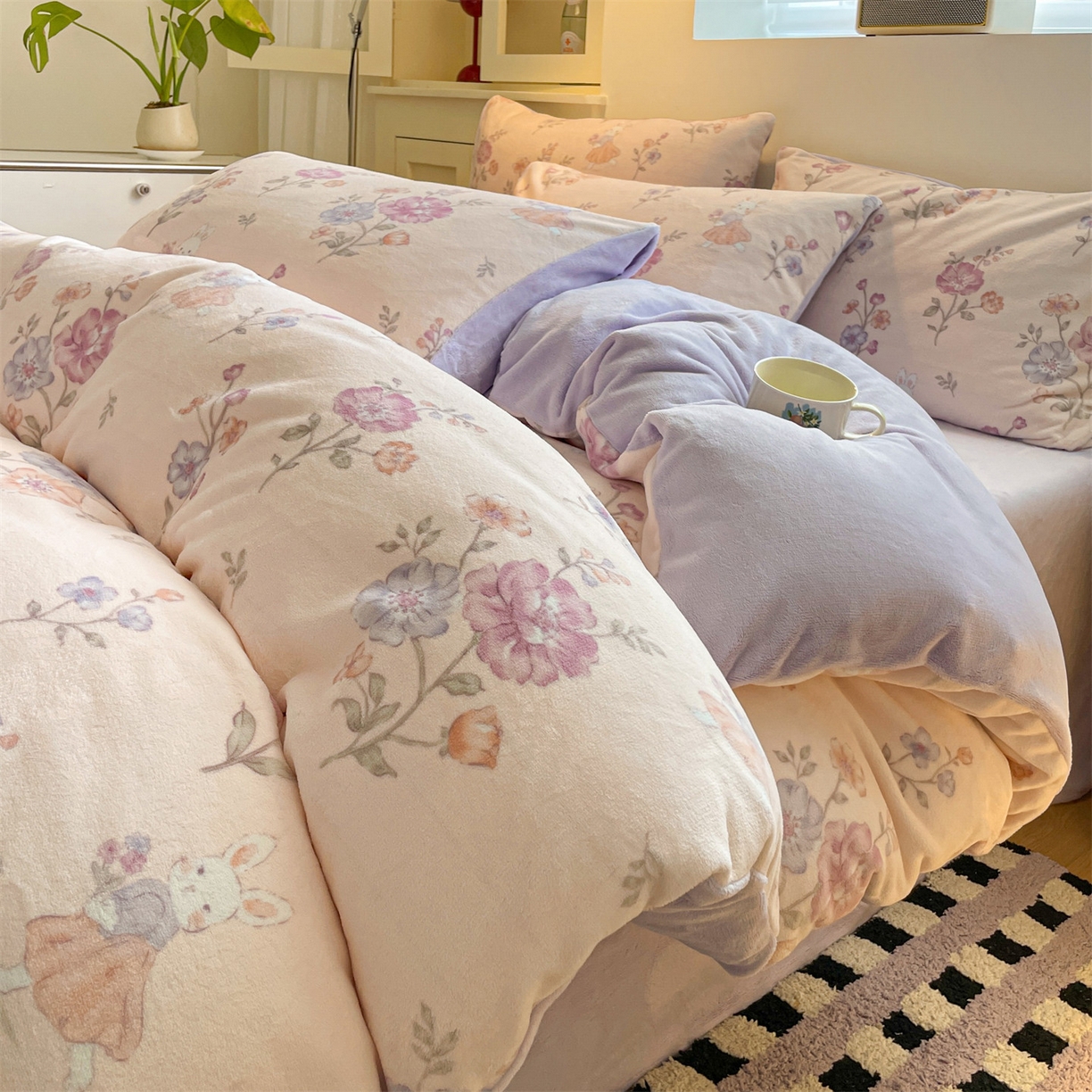 91家纺网 家纺一手货源 找家纺 （总）如约 2025新款印花牛奶绒四件套