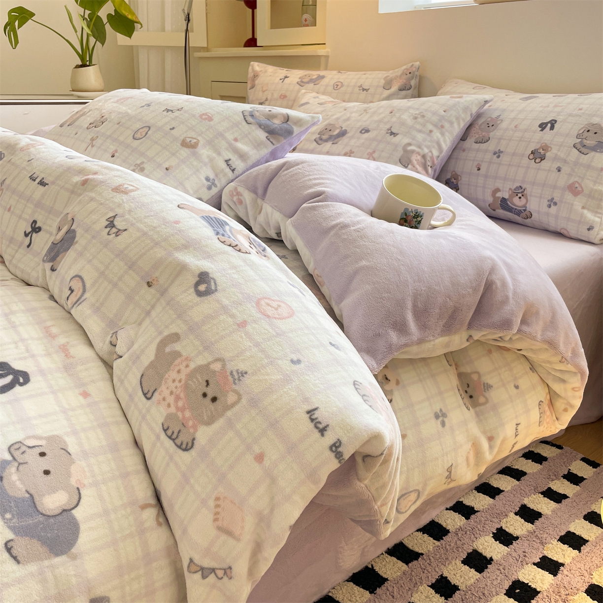 91家纺网 家纺一手货源 找家纺 （总）如约 2025新款印花牛奶绒四件套