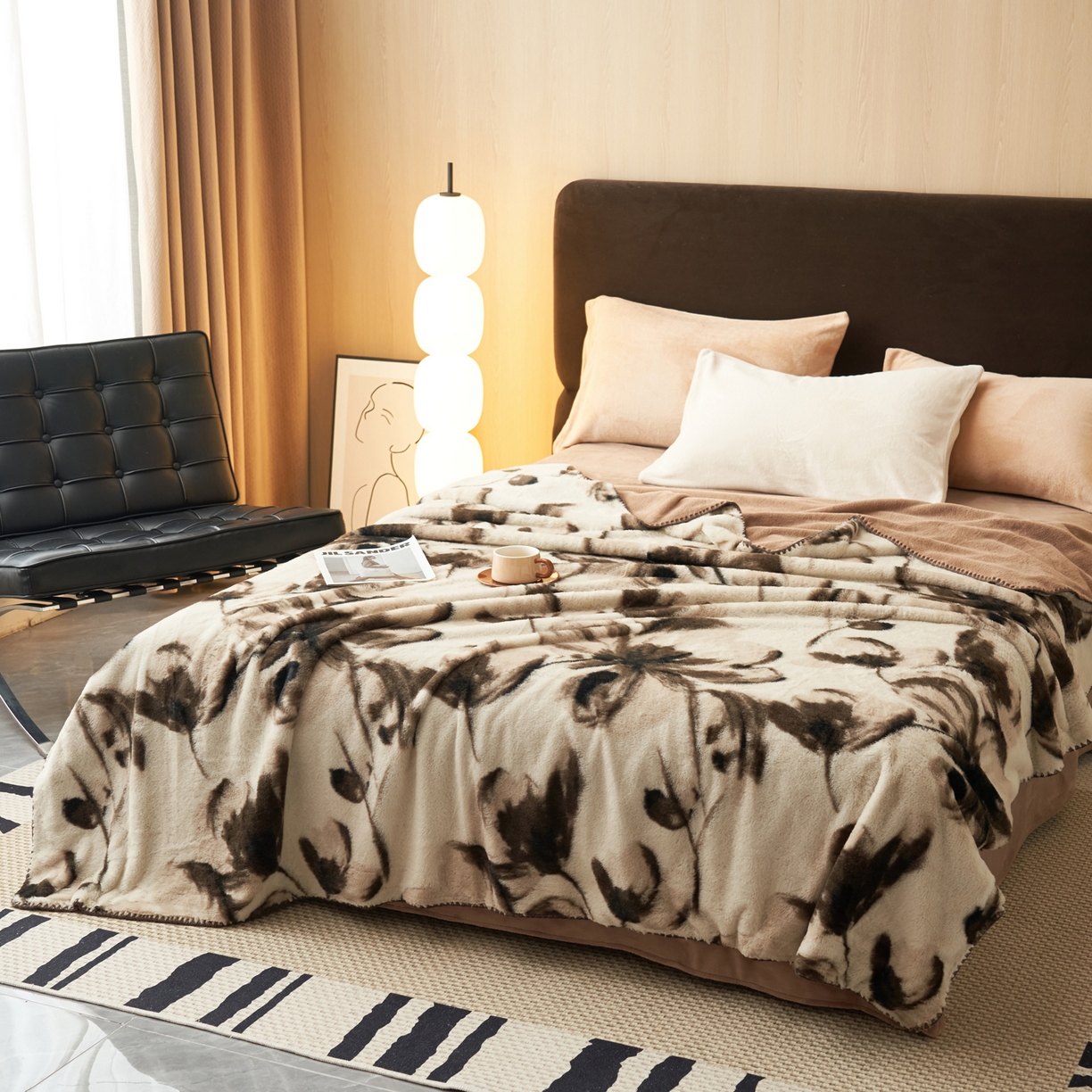 91家纺网 家纺一手货源 找家纺 （总）晨曦家纺 2025新款兔毛绒海獭绒双层毛毯三角针复合毛毯