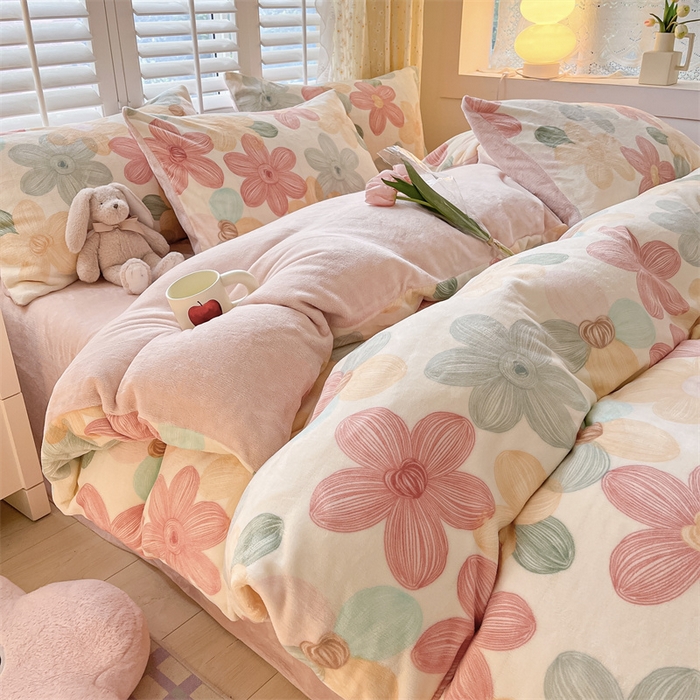 91家纺网 家纺一手货源 找家纺 （总）如约 2025新款印花牛奶绒四件套