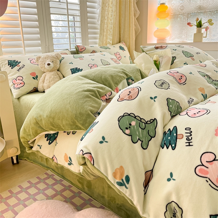 91家纺网 家纺一手货源 找家纺 （总）如约 2025新款印花牛奶绒四件套