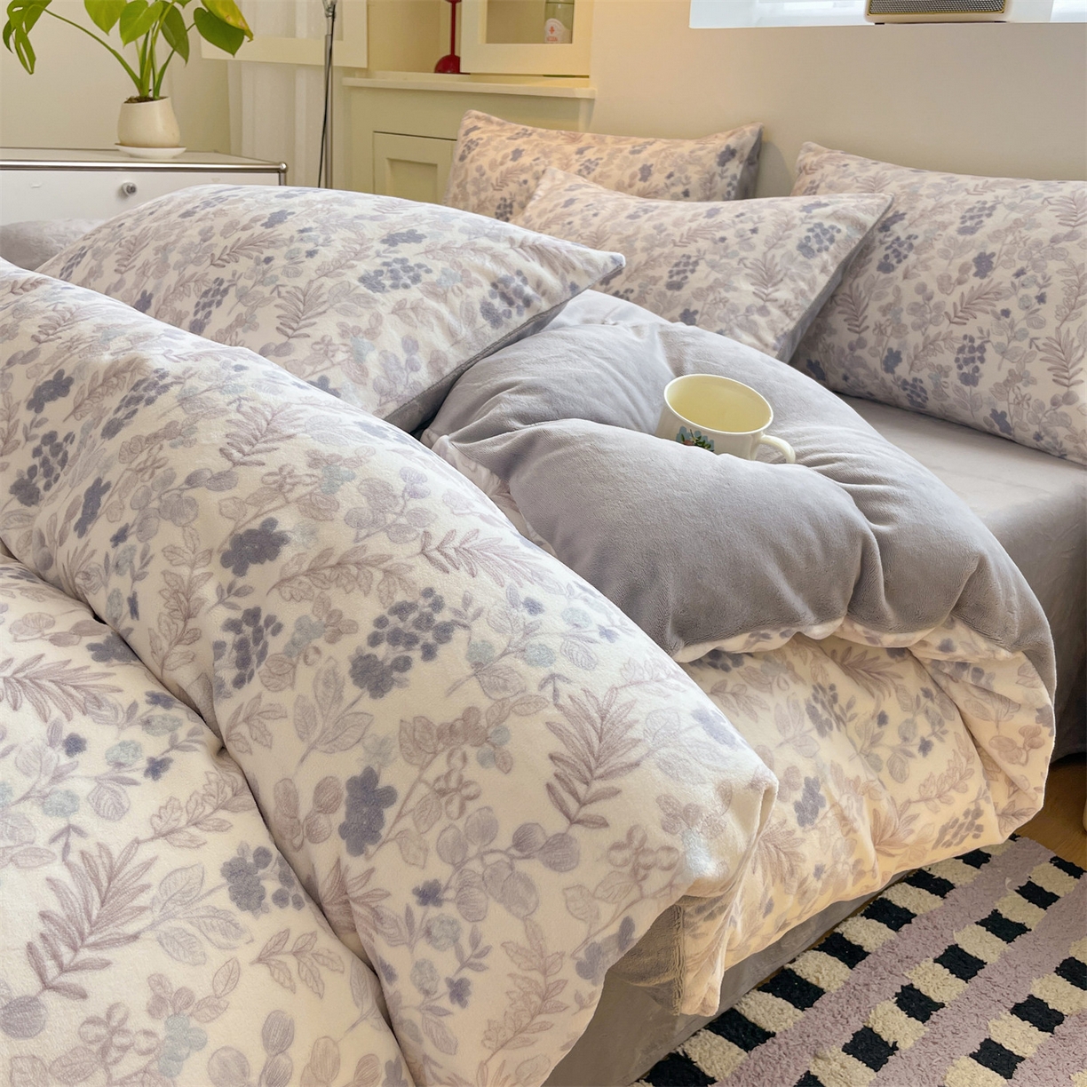 91家纺网 家纺一手货源 找家纺 （总）如约 2025新款印花牛奶绒四件套