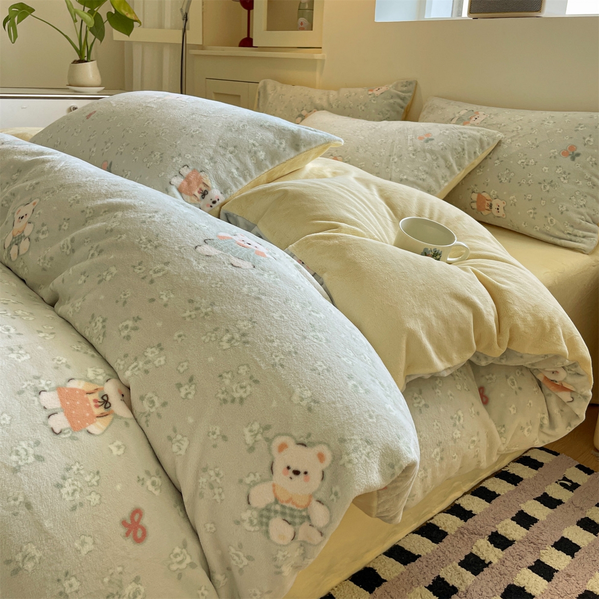 91家纺网 家纺一手货源 找家纺 （总）如约 2025新款印花牛奶绒四件套