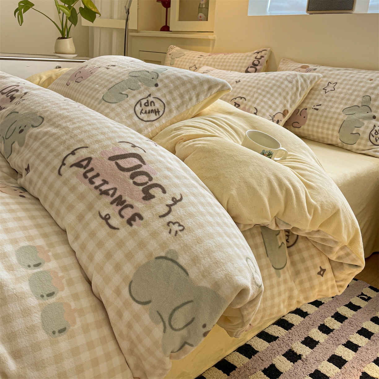 91家纺网 家纺一手货源 找家纺 （总）如约 2025新款印花牛奶绒四件套