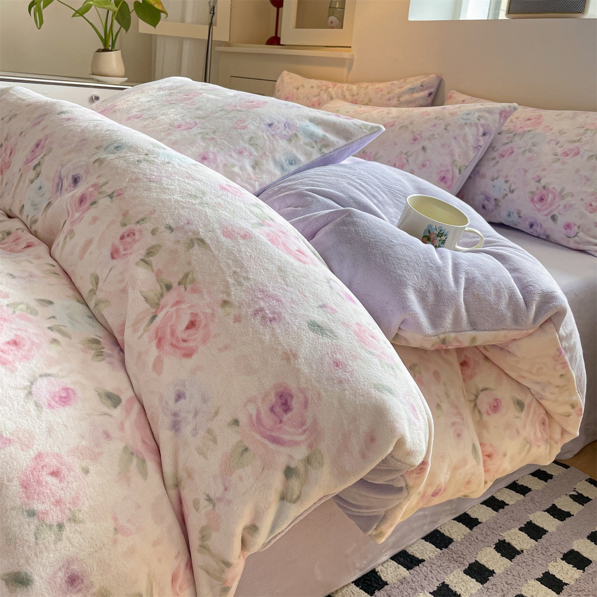 91家纺网 家纺一手货源 找家纺 （总）如约 2025新款印花牛奶绒四件套