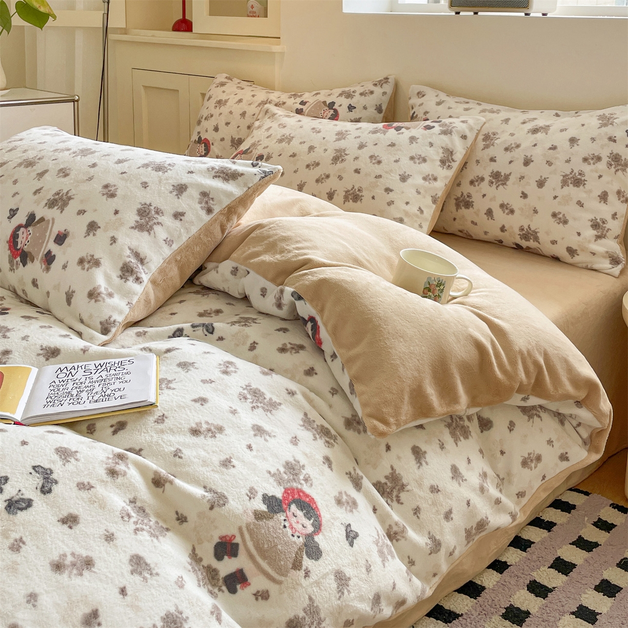 91家纺网 家纺一手货源 找家纺 （总）如约 2025新款印花牛奶绒四件套