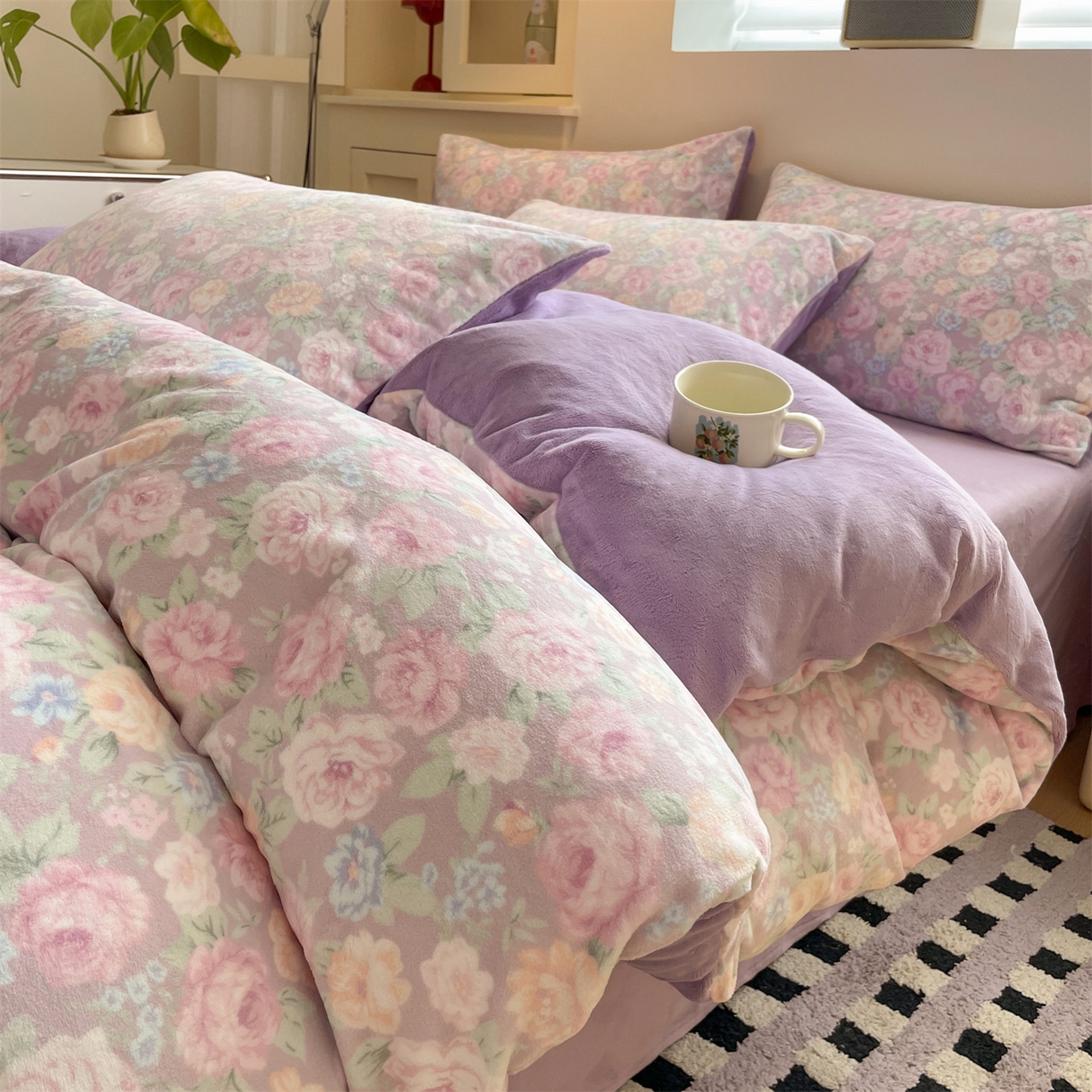 91家纺网 家纺一手货源 找家纺 （总）如约 2025新款印花牛奶绒四件套