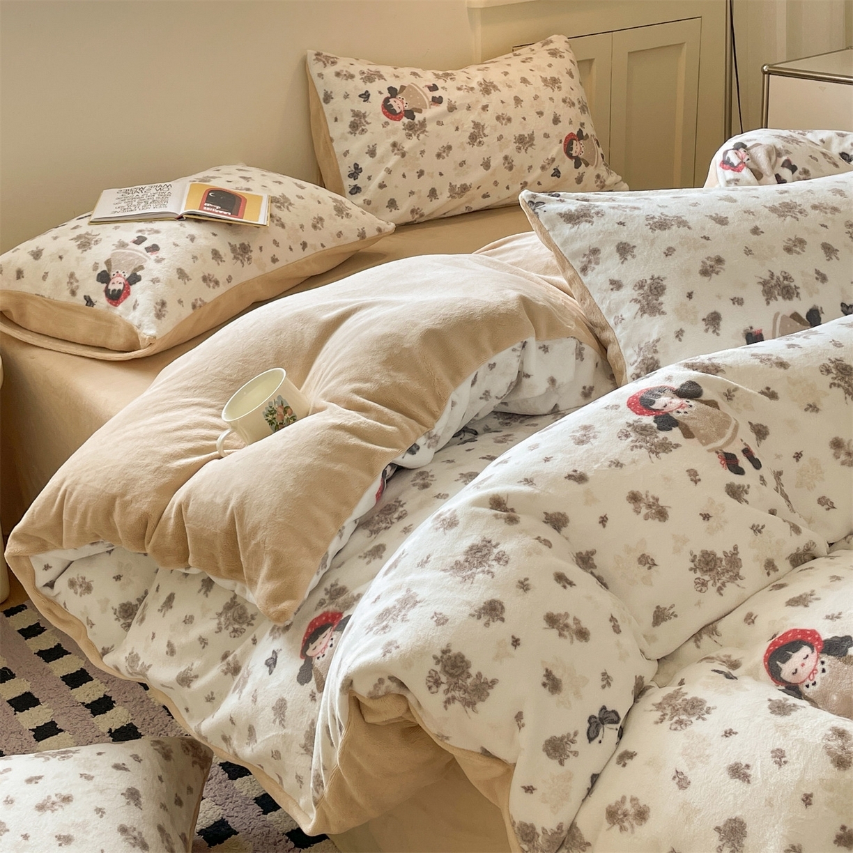 91家纺网 家纺一手货源 找家纺 （总）如约 2025新款印花牛奶绒四件套