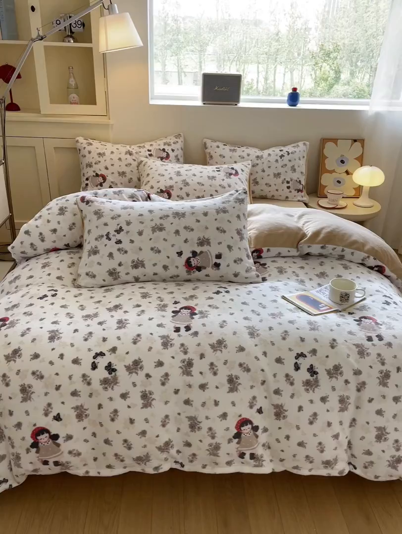 91家纺网 家纺一手货源 找家纺 （总）如约 2025新款印花牛奶绒四件套