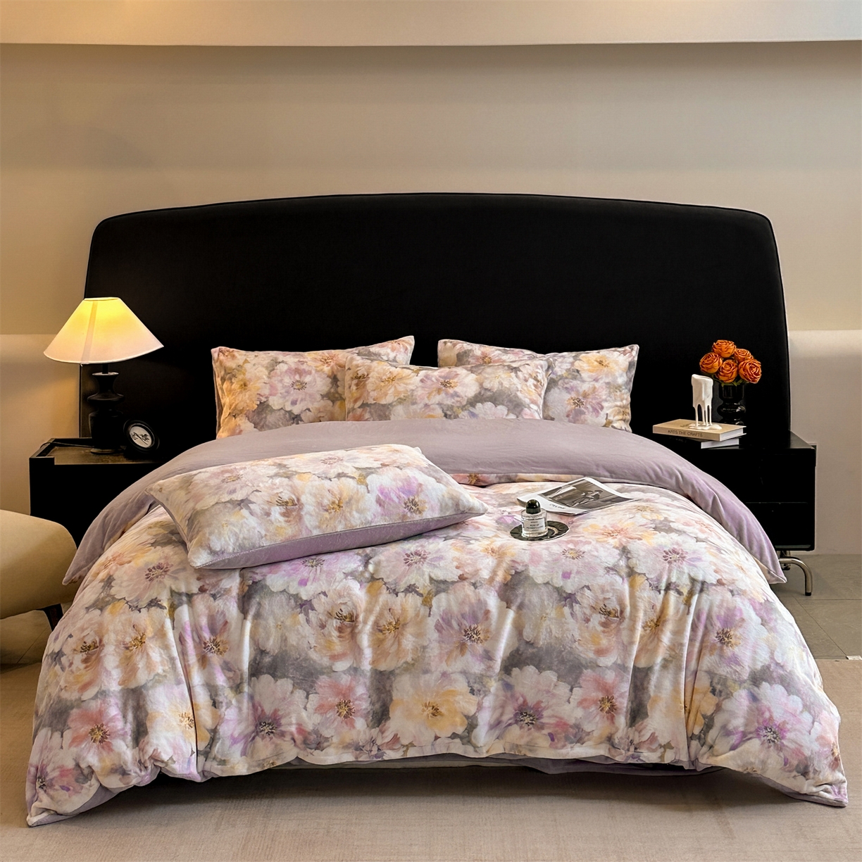 91家纺网 家纺一手货源 找家纺 （总）如约 2025新款数码印花牛奶绒四件套