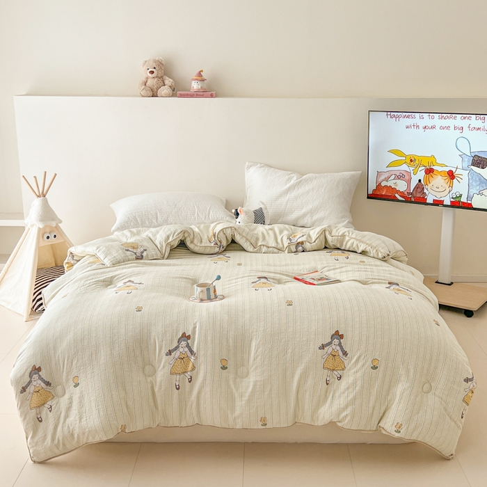 91家纺网 家纺一手货源 找家纺 漫仙阁家纺 2025新款斜纹印花被 春秋被 冬被 单人双人款被子 田园女孩