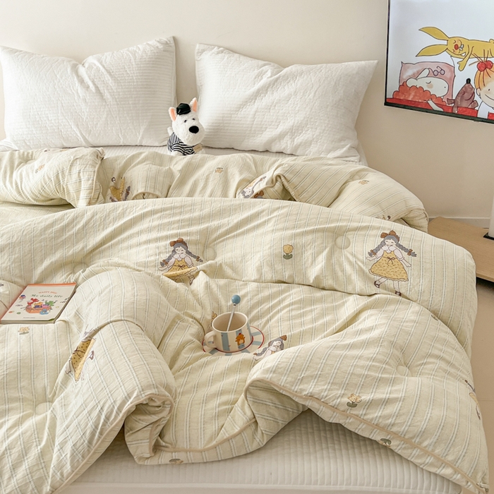 91家纺网 家纺一手货源 找家纺 漫仙阁家纺 2025新款斜纹印花被 春秋被 冬被 单人双人款被子 田园女孩