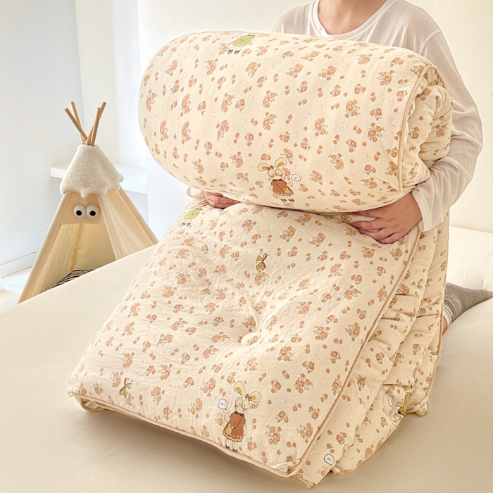 漫仙阁家纺 2025新款斜纹印花被 春秋被 冬被 单人双人款被子 裙子小兔