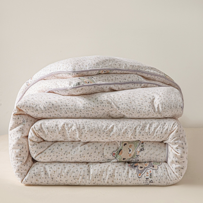 91家纺网 家纺一手货源 找家纺 漫仙阁家纺 2025新款斜纹印花被 春秋被 冬被 单人双人款被子 紫色小熊