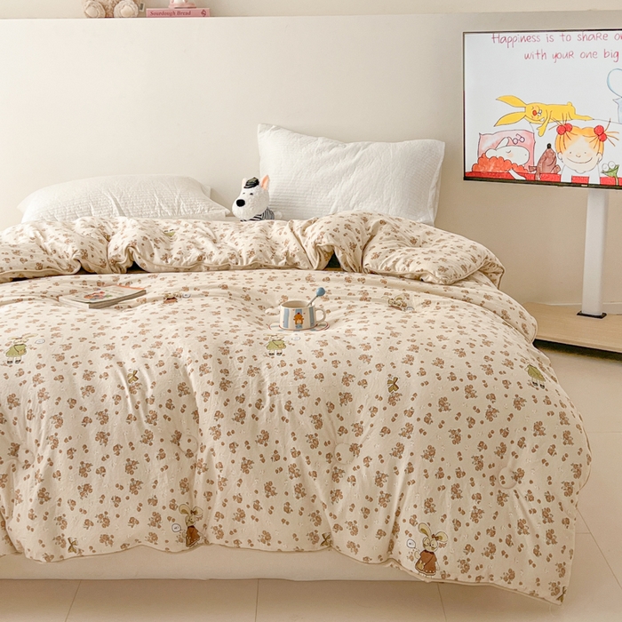 91家纺网 家纺一手货源 找家纺 漫仙阁家纺 2025新款斜纹印花被 春秋被 冬被 单人双人款被子 裙子小兔