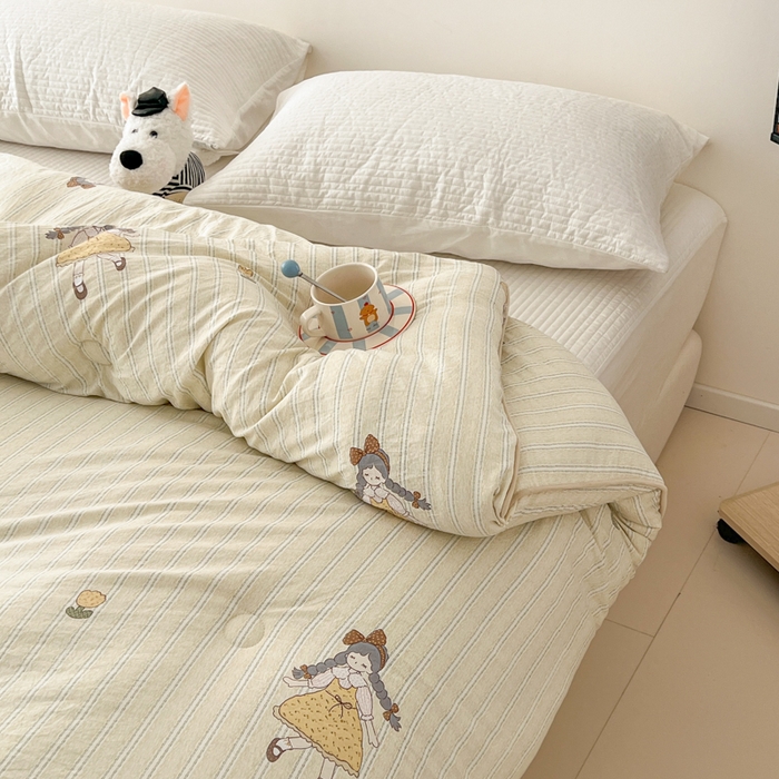 91家纺网 家纺一手货源 找家纺 漫仙阁家纺 2025新款斜纹印花被 春秋被 冬被 单人双人款被子 田园女孩