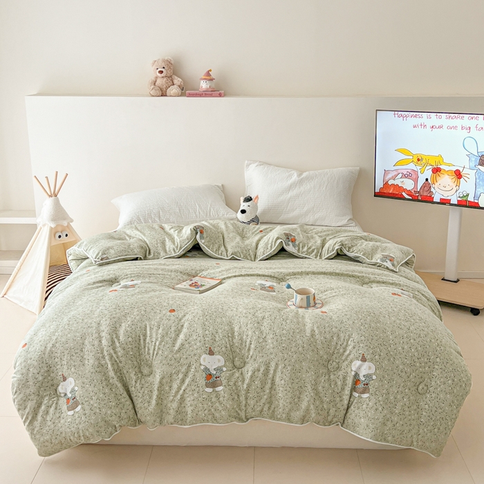 91家纺网 家纺一手货源 找家纺 漫仙阁家纺 2025新款斜纹印花被 春秋被 冬被 单人双人款被子 欢乐小象