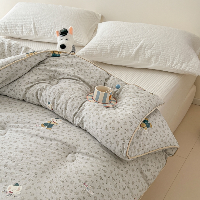 91家纺网 家纺一手货源 找家纺 漫仙阁家纺 2025新款斜纹印花被 春秋被 冬被 单人双人款被子 绅士小象-蓝