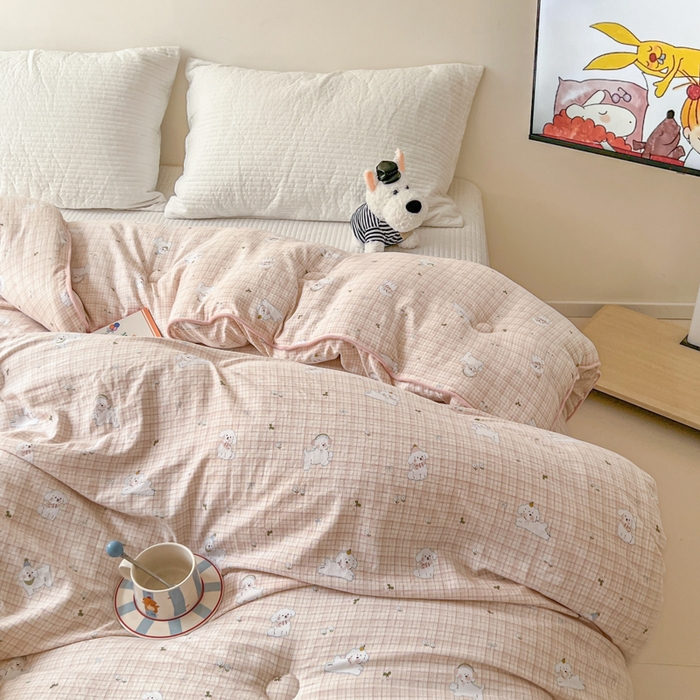 91家纺网 家纺一手货源 找家纺 漫仙阁家纺 2025新款斜纹印花被 春秋被 冬被 单人双人款被子 格子小狗