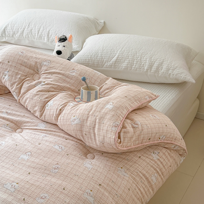 91家纺网 家纺一手货源 找家纺 漫仙阁家纺 2025新款斜纹印花被 春秋被 冬被 单人双人款被子 格子小狗