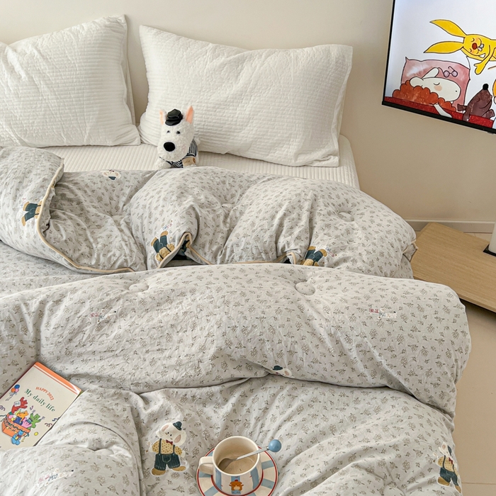 91家纺网 家纺一手货源 找家纺 漫仙阁家纺 2025新款斜纹印花被 春秋被 冬被 单人双人款被子 绅士小象-蓝