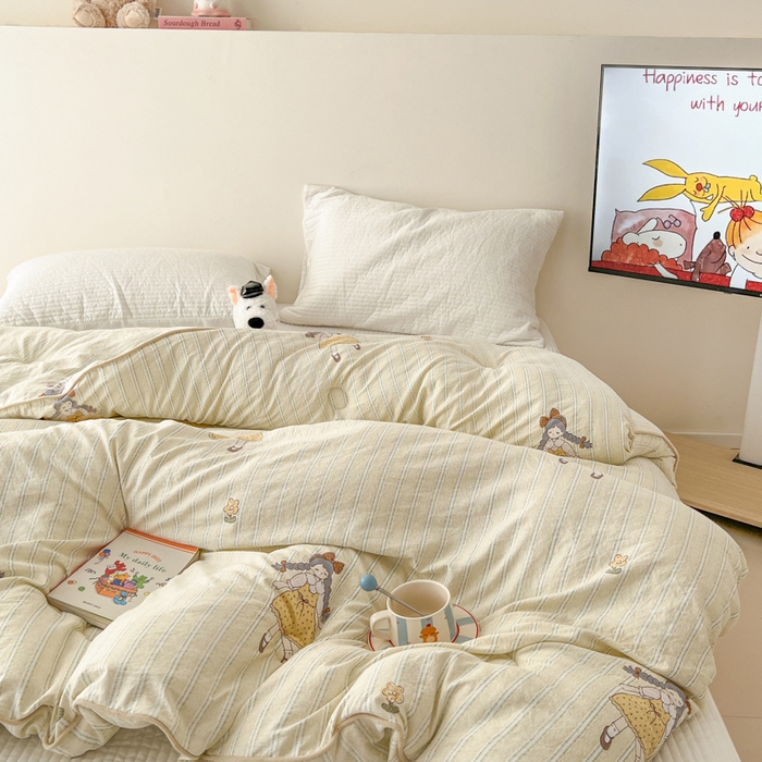 91家纺网 家纺一手货源 找家纺 漫仙阁家纺 2025新款斜纹印花被 春秋被 冬被 单人双人款被子 田园女孩