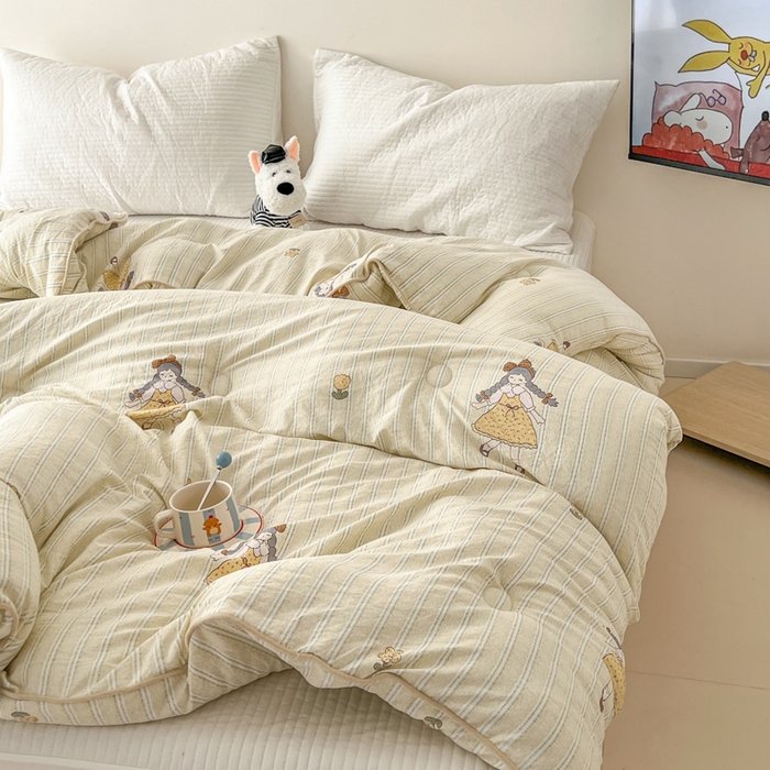 91家纺网 家纺一手货源 找家纺 漫仙阁家纺 2025新款斜纹印花被 春秋被 冬被 单人双人款被子 田园女孩