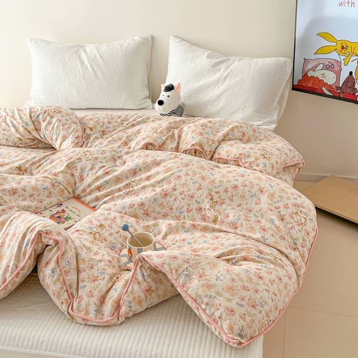 91家纺网 家纺一手货源 找家纺 漫仙阁家纺 2025新款斜纹印花被 春秋被 冬被 单人双人款被子 粉小兔