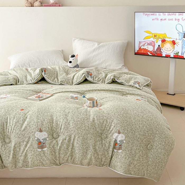 91家纺网 家纺一手货源 找家纺 漫仙阁家纺 2025新款斜纹印花被 春秋被 冬被 单人双人款被子 欢乐小象