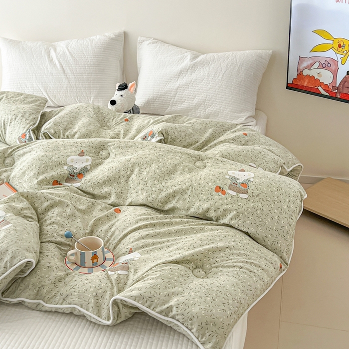 91家纺网 家纺一手货源 找家纺 漫仙阁家纺 2025新款斜纹印花被 春秋被 冬被 单人双人款被子 欢乐小象
