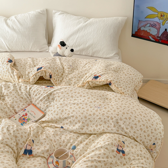 91家纺网 家纺一手货源 找家纺 漫仙阁家纺 2025新款斜纹印花被 春秋被 冬被 单人双人款被子 绅士小象-米黄