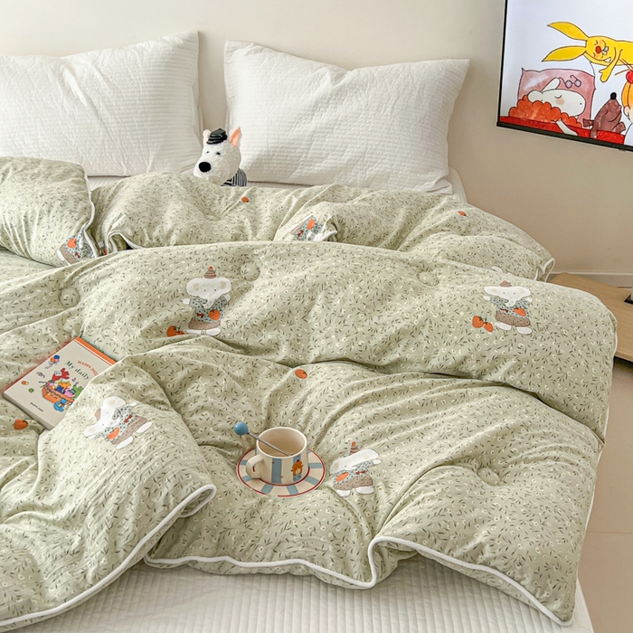 91家纺网 家纺一手货源 找家纺 漫仙阁家纺 2025新款斜纹印花被 春秋被 冬被 单人双人款被子 欢乐小象