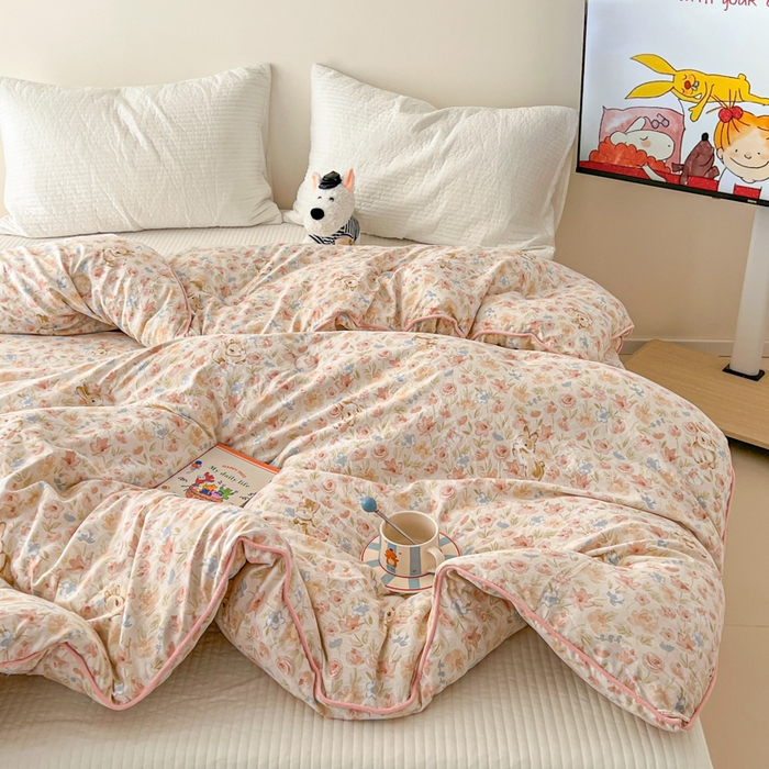 91家纺网 家纺一手货源 找家纺 漫仙阁家纺 2025新款斜纹印花被 春秋被 冬被 单人双人款被子 粉小兔