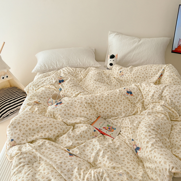 91家纺网 家纺一手货源 找家纺 漫仙阁家纺 2025新款斜纹印花被 春秋被 冬被 单人双人款被子 绅士小象-米黄