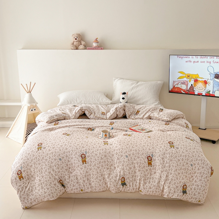 91家纺网 家纺一手货源 找家纺 漫仙阁家纺 2025新款斜纹印花被 春秋被 冬被 单人双人款被子 萌宠小狮子