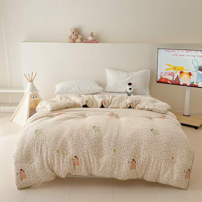 91家纺网 家纺一手货源 找家纺 漫仙阁家纺 2025新款斜纹印花被 春秋被 冬被 单人双人款被子 春日序曲