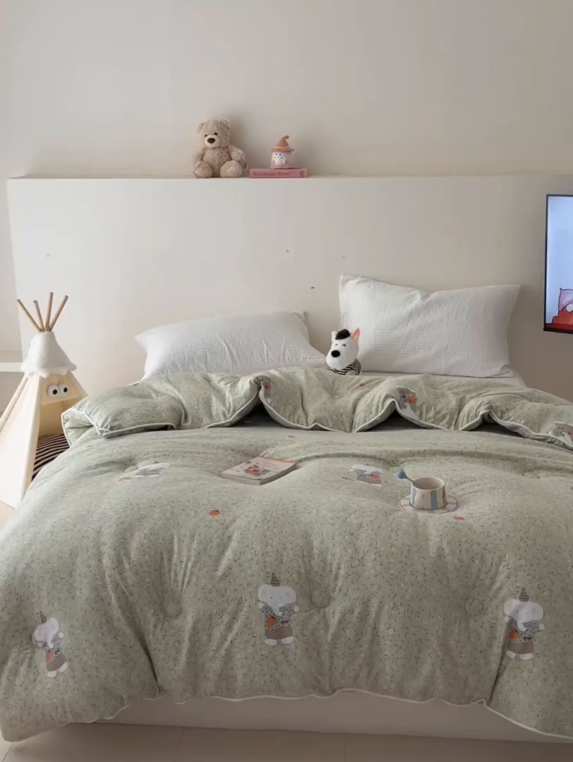 91家纺网 家纺一手货源 找家纺 漫仙阁家纺 2025新款斜纹印花被 春秋被 冬被 单人双人款被子 欢乐小象