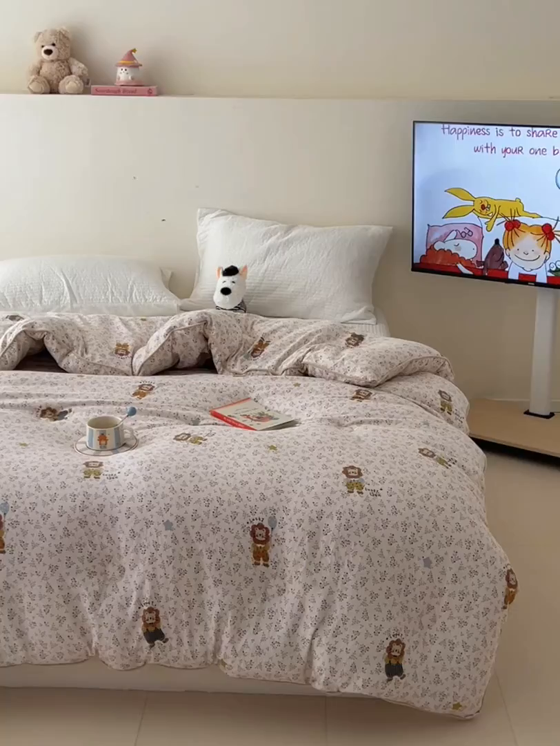 91家纺网 家纺一手货源 找家纺 漫仙阁家纺 2025新款斜纹印花被 春秋被 冬被 单人双人款被子 萌宠小狮子