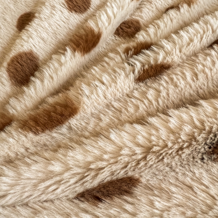 91家纺网 家纺一手货源 找家纺 一比一家纺 2025新款亲肤舒适兔毛绒兔兔绒牛奶绒四件套 波点-咖