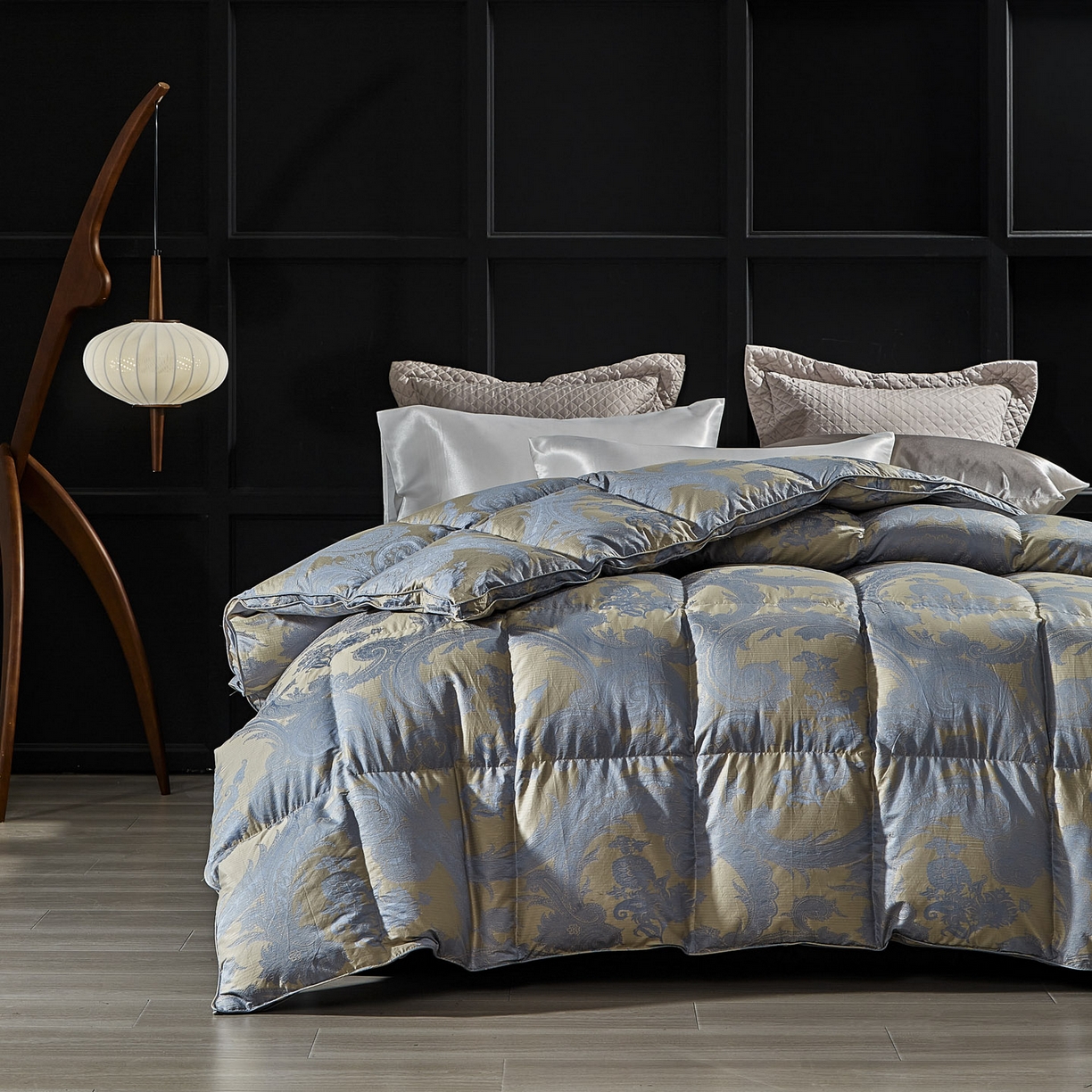 91家纺网 家纺一手货源 找家纺 暖羽屋羽绒馆 2025新款180s大提花95鸭绒被带质检羽绒被芯婚庆双人羽绒被子 D浮云 蓝