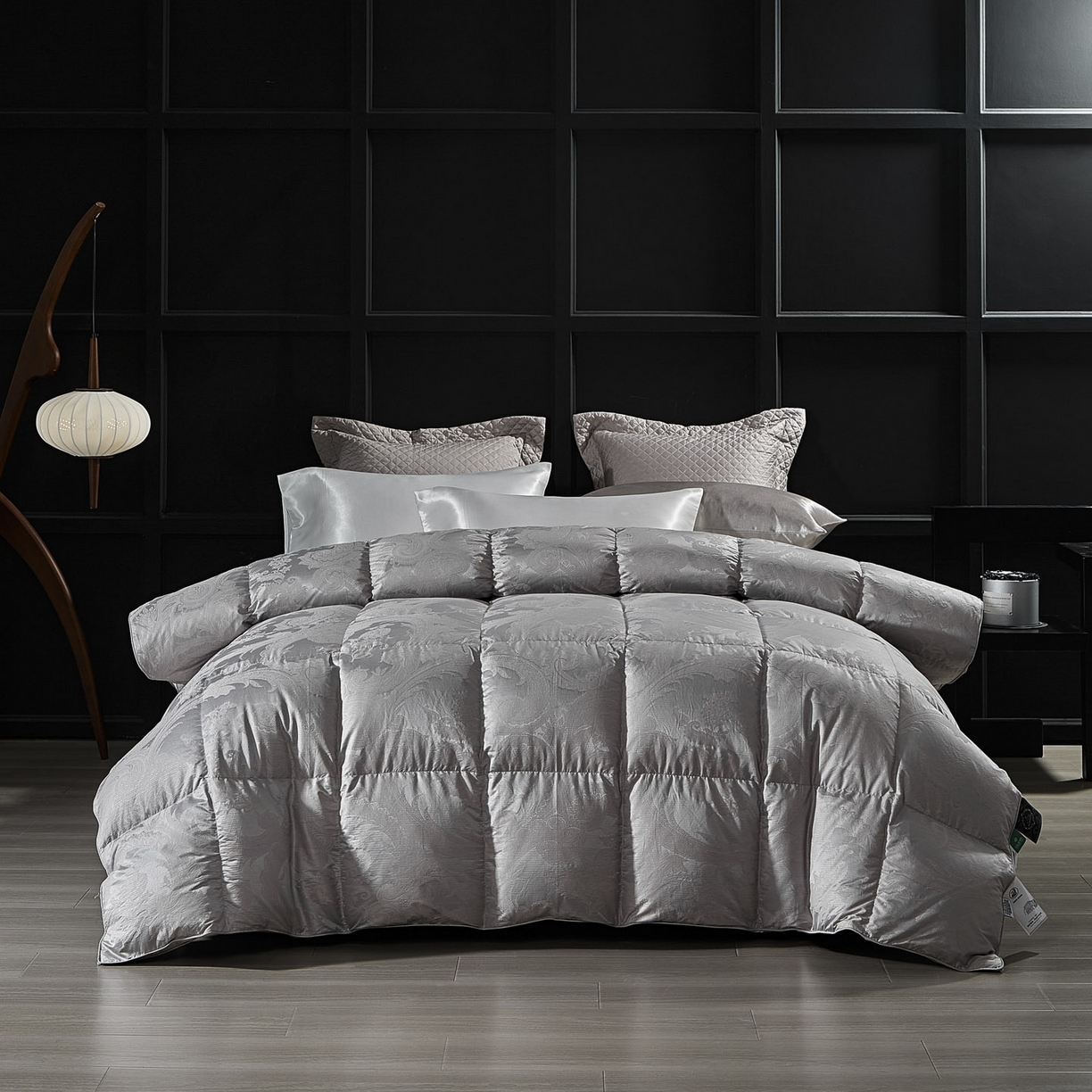 91家纺网 家纺一手货源 找家纺 暖羽屋羽绒馆 2025新款180s大提花95鸭绒被带质检羽绒被芯婚庆双人羽绒被子 D浮云 银白