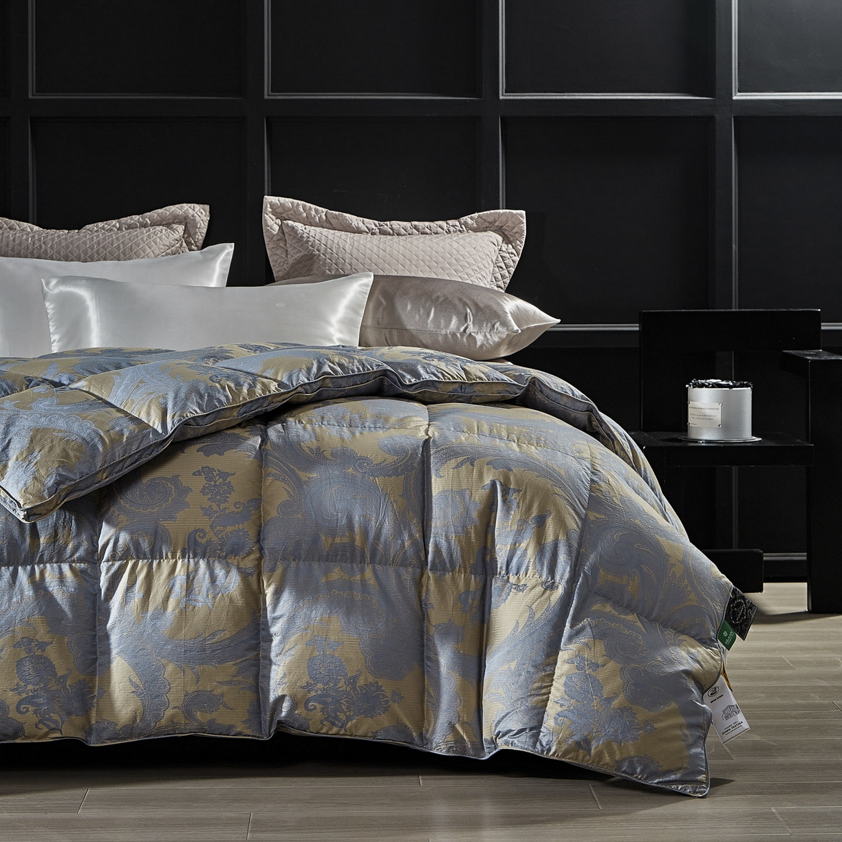 91家纺网 家纺一手货源 找家纺 暖羽屋羽绒馆 2025新款180s大提花95鸭绒被带质检羽绒被芯婚庆双人羽绒被子 D浮云 蓝