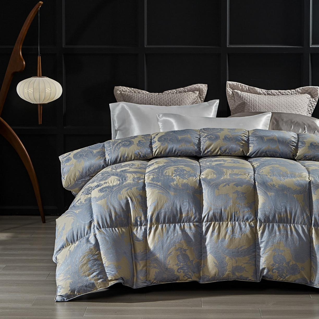 91家纺网 家纺一手货源 找家纺 暖羽屋羽绒馆 2025新款180s大提花95鸭绒被带质检羽绒被芯婚庆双人羽绒被子 D浮云 蓝