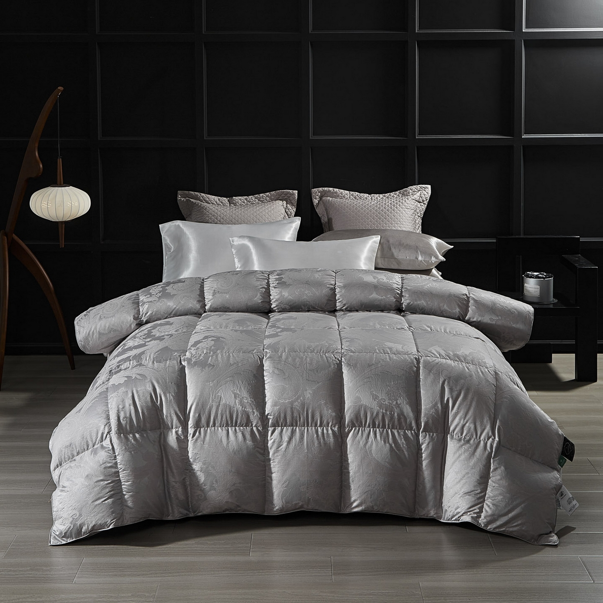 91家纺网 家纺一手货源 找家纺 暖羽屋羽绒馆 2025新款180s大提花95鸭绒被带质检羽绒被芯婚庆双人羽绒被子 D浮云 银白