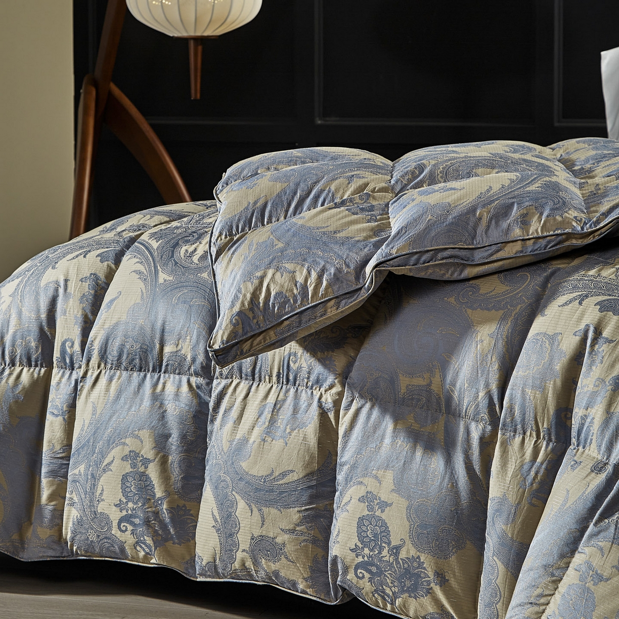 91家纺网 家纺一手货源 找家纺 暖羽屋羽绒馆 2025新款180s大提花95鸭绒被带质检羽绒被芯婚庆双人羽绒被子 D浮云 蓝