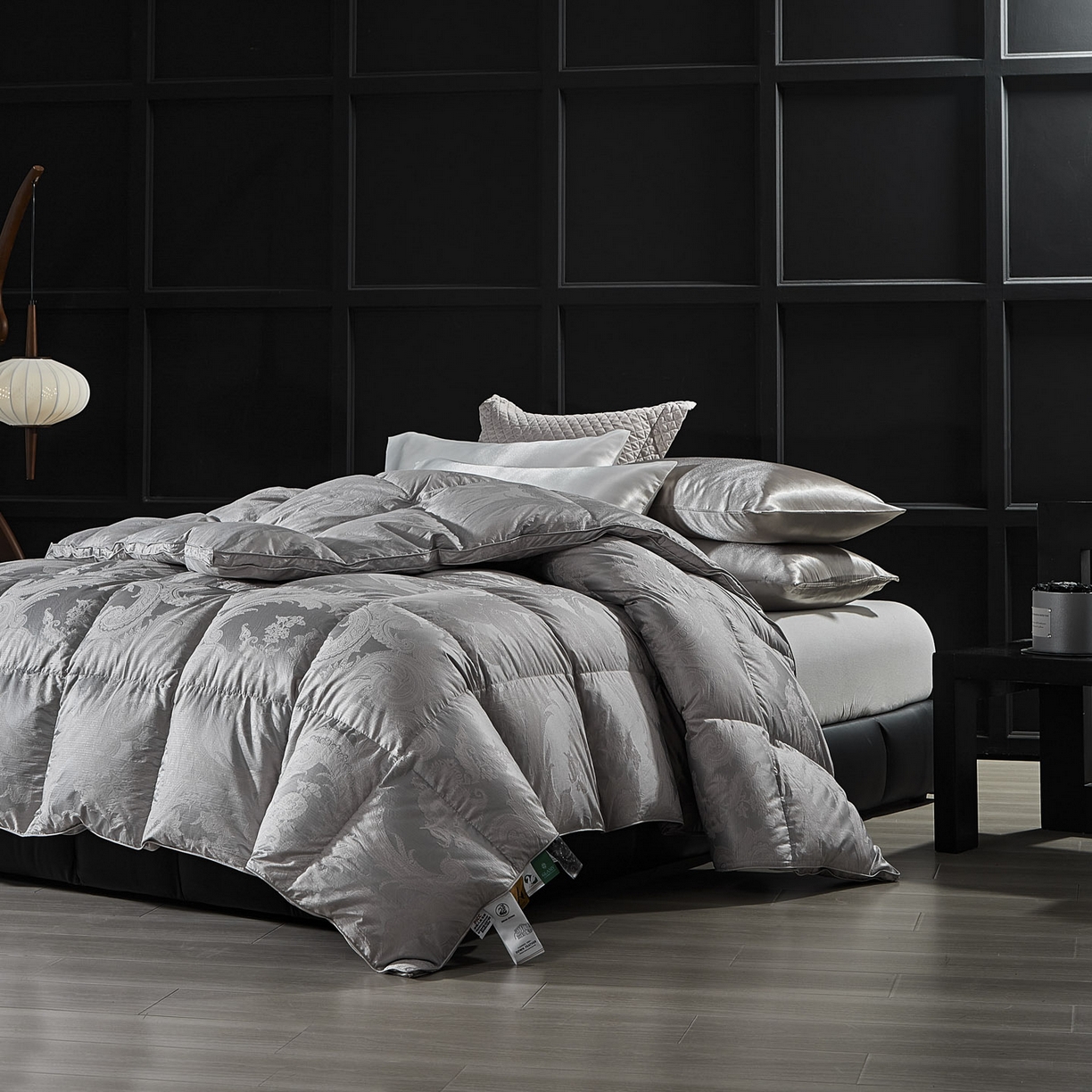 91家纺网 家纺一手货源 找家纺 暖羽屋羽绒馆 2025新款180s大提花95鸭绒被带质检羽绒被芯婚庆双人羽绒被子 D浮云 银白