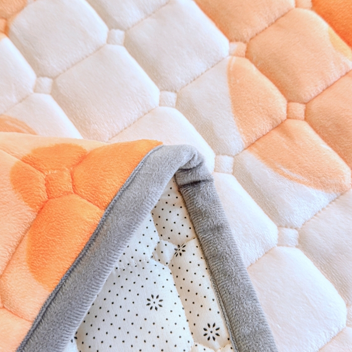 91家纺网 家纺一手货源 找家纺 小叮当家纺仓储工厂店 2025新款牛奶绒夹棉印花床垫学生图 绒床垫-萱花