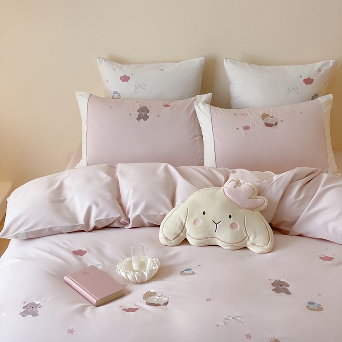 91家纺网 家纺一手货源 找家纺 （总）MIU缪家居 2025新款100支全棉纯棉磨毛贴布绣四件套-萌宠派对